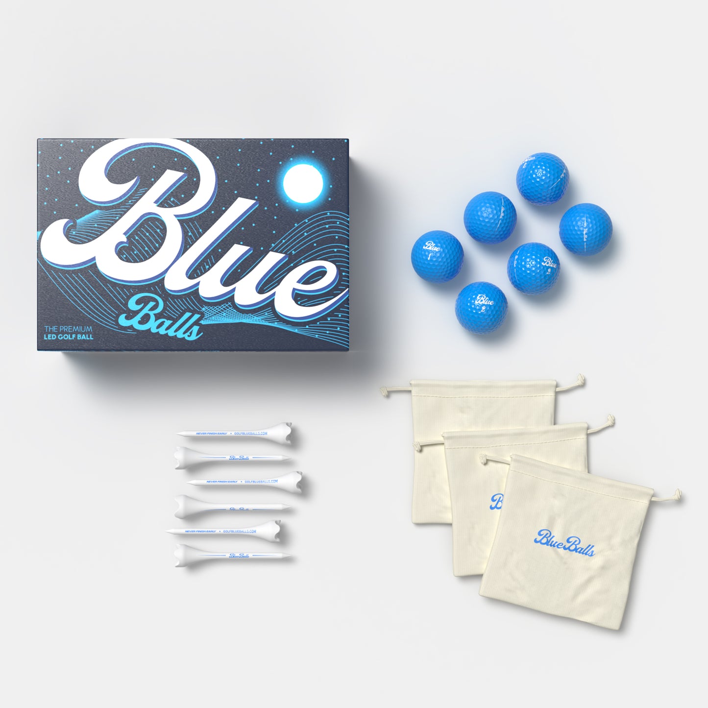 BLUE BALLS LED GOLF BALLS (6-PACK)