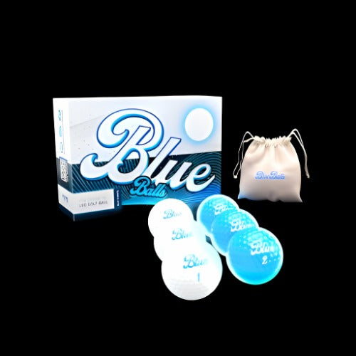 BLUE AND WHITE LED GOLF BALLS (6-PACK)